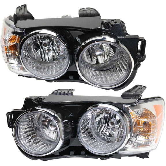 Garage-Pro Driver and Passenger Side Headlight for Chevrolet Sonic 2012-2016 Halogen With bulb(s) Hatchback & Sedan, Without Dusk Package, Clear Lens, Chrome Bezel Replaces# 96830972 42390434