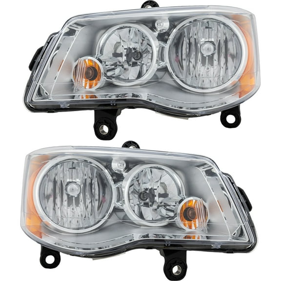 Garage-Pro Driver and Passenger Side Headlight for Dodge Grand Caravan 2011-2020 Halogen With bulb(s) CAPA For Models Without Blacktop Package Replaces# 5113337AI 5113337AG 5113336AI 5113336AG