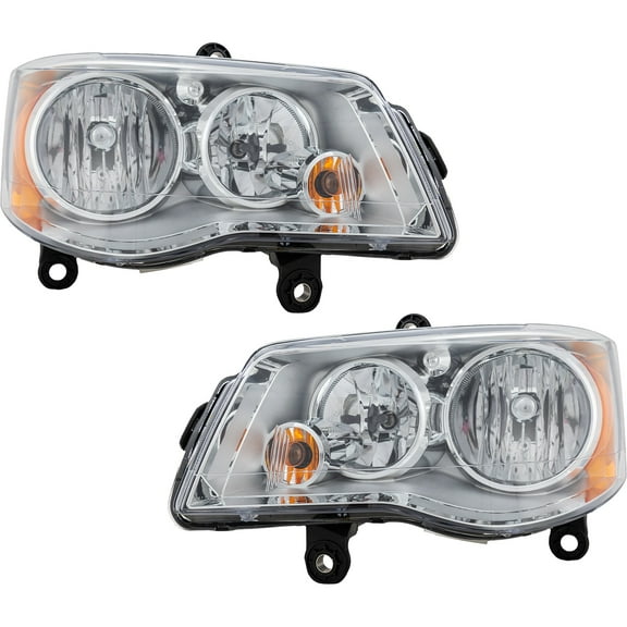 Garage-Pro Driver and Passenger Side Headlight for Dodge Grand Caravan 2011-2020 Halogen With bulb(s) For Models Without Blacktop Package Replaces# 5113337AI 5113337AG 5113336AI 5113336AG