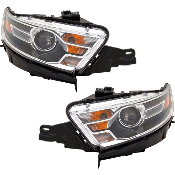 Garage-Pro Driver and Passenger Side Headlight for Ford Taurus 2014-2015 Halogen With bulb(s) Sedan, Production Date From February 6 2014 Replaces# DG1Z13008Y DG1Z13008U