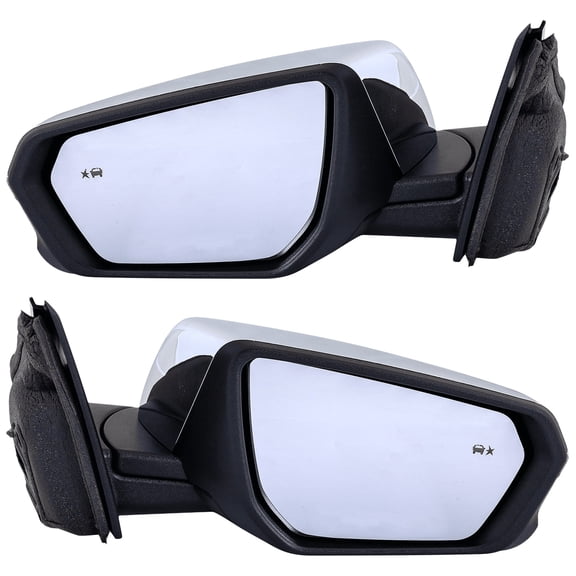 Garage-Pro Driver & Passenger Side Power Heated Mirrors for Chevrolet Equinox GMC Terrain 2018-2023 With Signal Light & Blind Spot Monitor; Without Memory Chrome