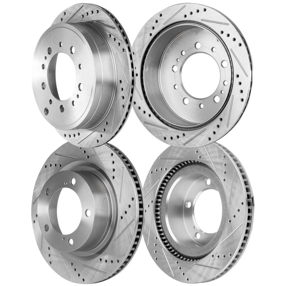 Garage-Pro Front and Rear Cross-Drilled/Slotted Vented Disc Brake Rotor Replacement for Toyota Tundra 2007-2021 Sequoia 2008-2021 Land Cruiser 2016-2020 Lexus LX570 2017-2021 353.5mm Disc