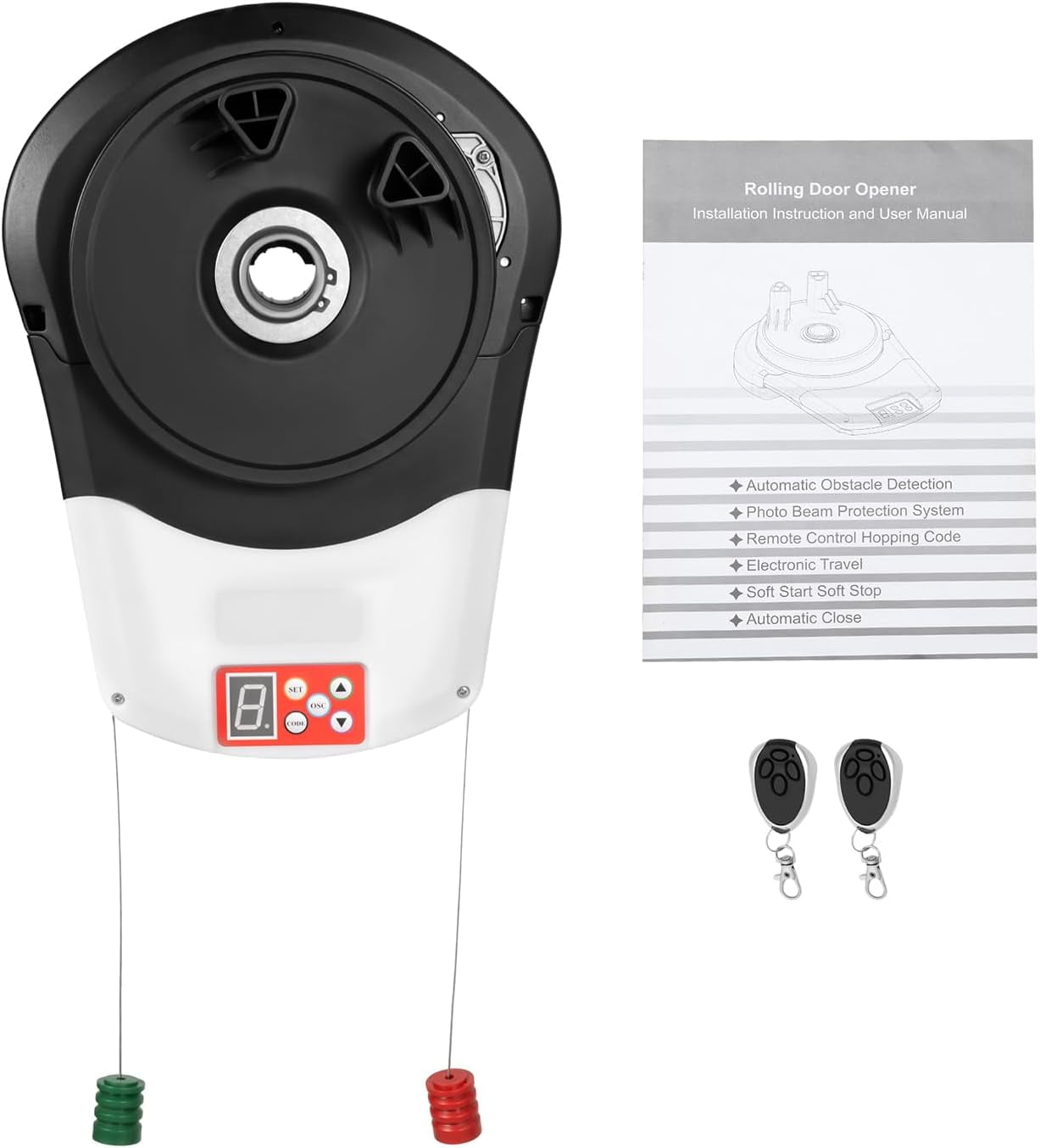 Garage Roll Up Roller Door Opener with 2 Remote,110V Automatic Rolling