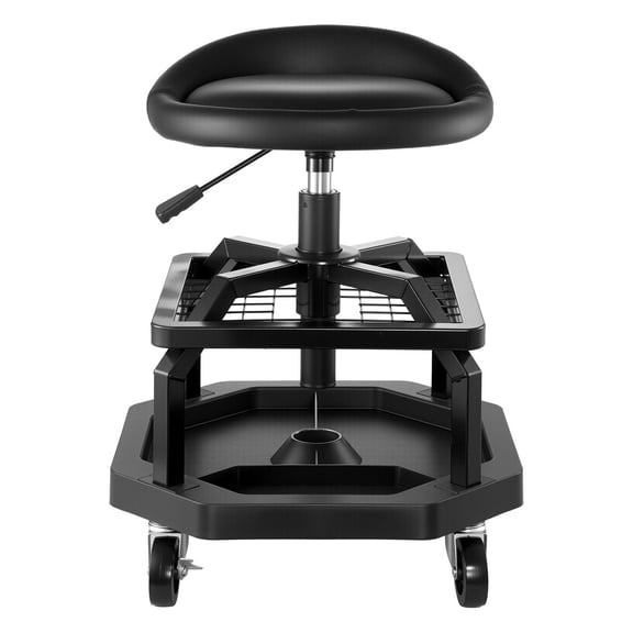 Garage Rolling Stool with Casters - Adjustable Seat Height, 300 lbs Load, Workbench Chair
