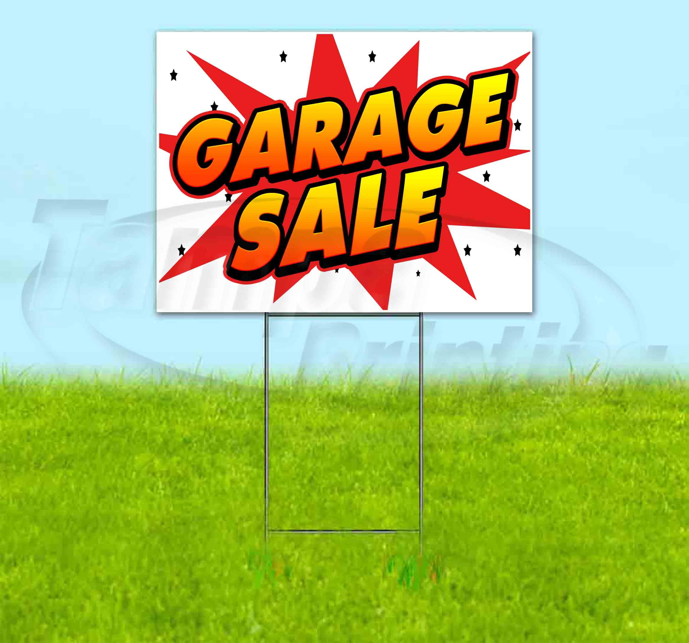 Garage Sale (18" x 24") Yard Sign, Includes Metal Step Stake