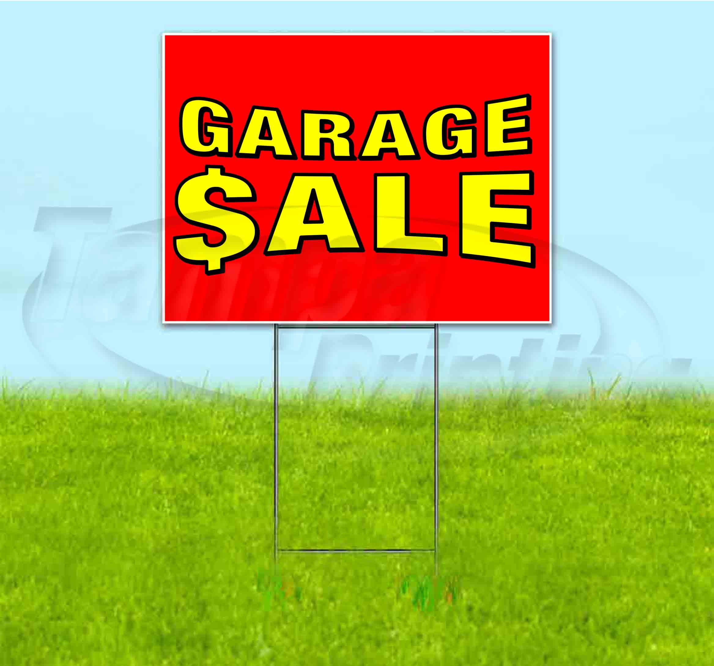 Garage Sale (18" x 24") Yard Sign, Includes Metal Step Stake