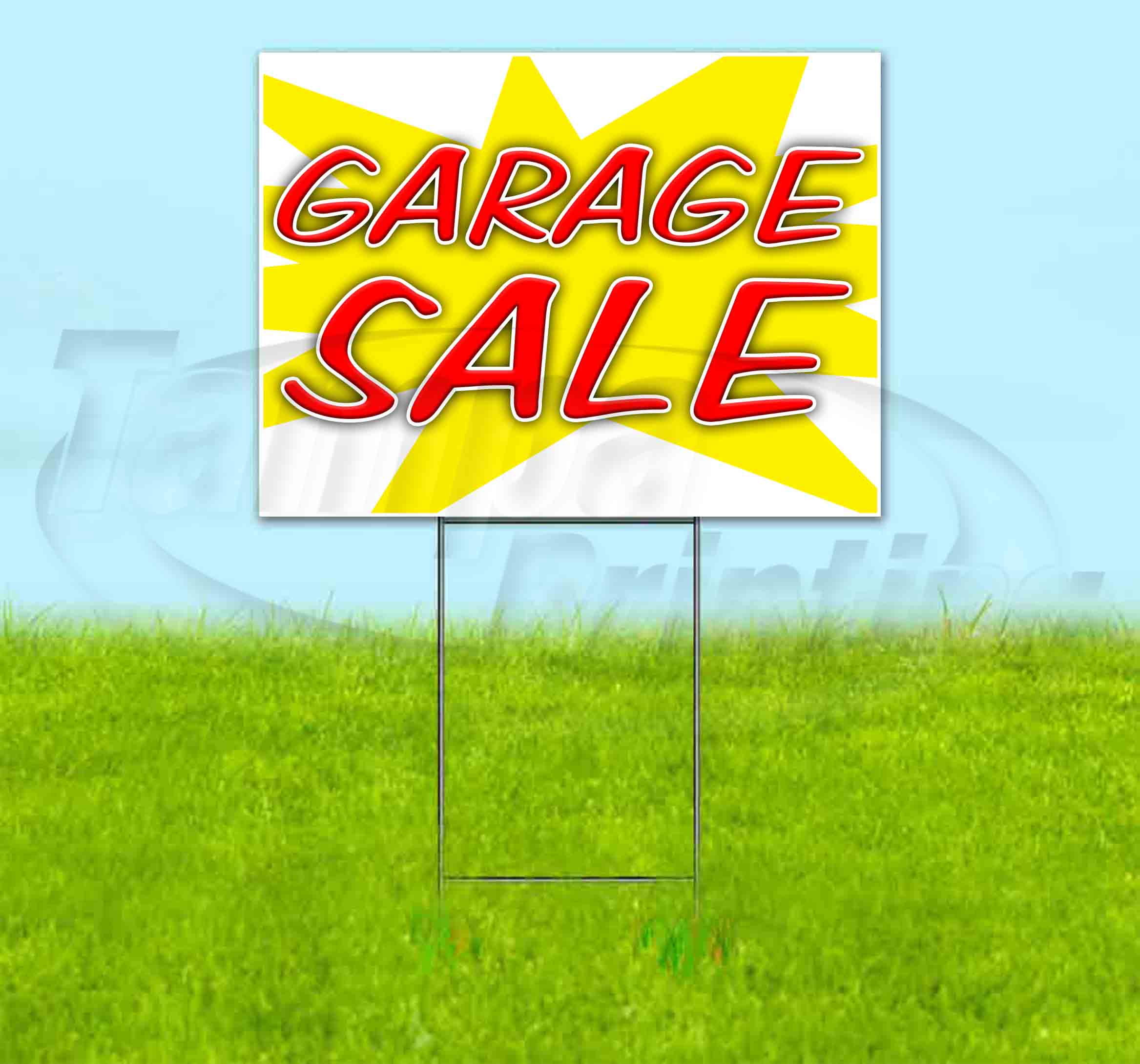 Garage Sale (18" x 24") Yard Sign, Includes Metal Step Stake