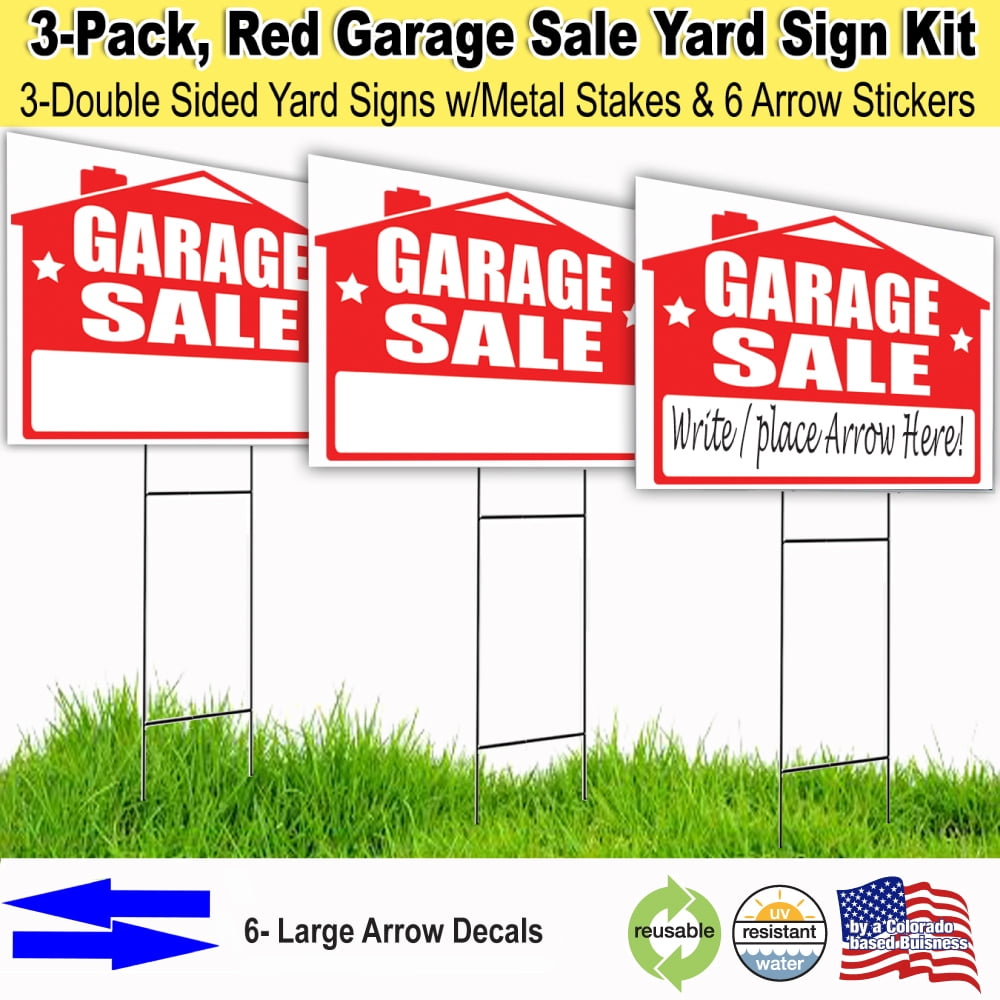 Garage Sale Lawn Sign Kit (18x24) with Arrow Stickers (3)