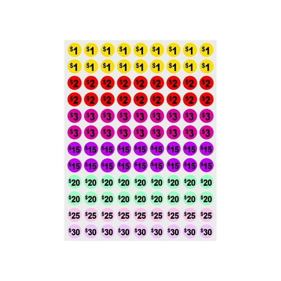 Garage Sale Price Stickers Colorful Pricing Labels tags stickers Pack Round Bright Colors Label Stickers with Price Garage Sale Flea Market Pre-priced Pricing Stickers in Bright Colors,Yellow,10x8"