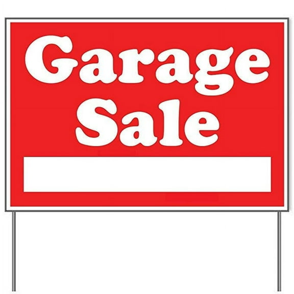 Garage Sale Yard Sign - 18X24" with Stake - Fast Free Shipping!