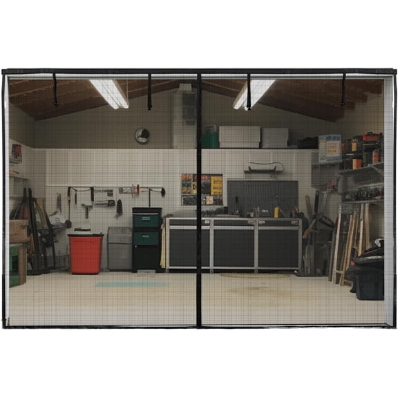 Garage Screen Door 8x7 Ft - Heavy Duty Magnetic Closure, Retractable Roll Up Screen for 1 Car Garage, Easy Install, Keep Bugs Out & Fresh Air In