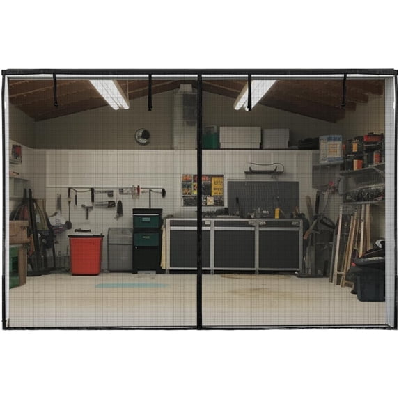 Garage Screen Door 8x7 Ft - Heavy Duty Magnetic Closure, Retractable Roll Up Screen for 1 Car Garage, Easy Install, Keep Bugs Out & Fresh Air In