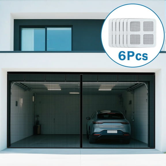 Garage Screen Door Mesh Garage Net Screen with 6 Screen Repair Patches Magnetic Reinforced Fiberglass Garage Shade Door Panels Hands Free 16 x 7ft