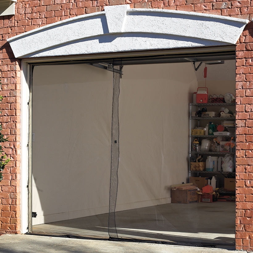 IDEAWORKS Garage Screen Door with Magnetic Center Snap Closure - 8'W x 7'L
