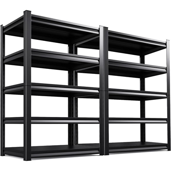 Garage Shelving 2500lb Heavy Duty Shelving Adjustable Metal Shelvings Garage Storage Shelves 5 Tier Utility Shelvin Unit Metal Shelf Rack for Basement Industrial Black 72''H*35.4''W*15.7''D,2 Pack