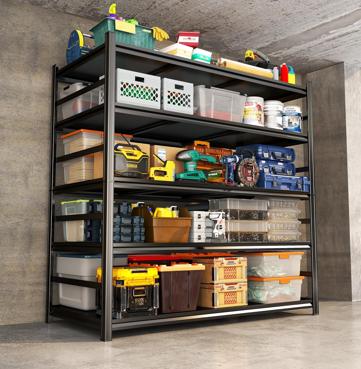 Garage Shelving 3800LBS Storage Shelves 5-Tier Adjustable Metal ...
