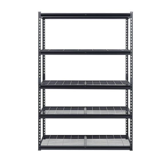 Garage Shelving 5 Tier, 3000 lbs Heavy Duty Metal Shelves - 48x24x72 Inch Adjustable Utility Shelving Unit for Warehouse, Kitchen, Basement - Black