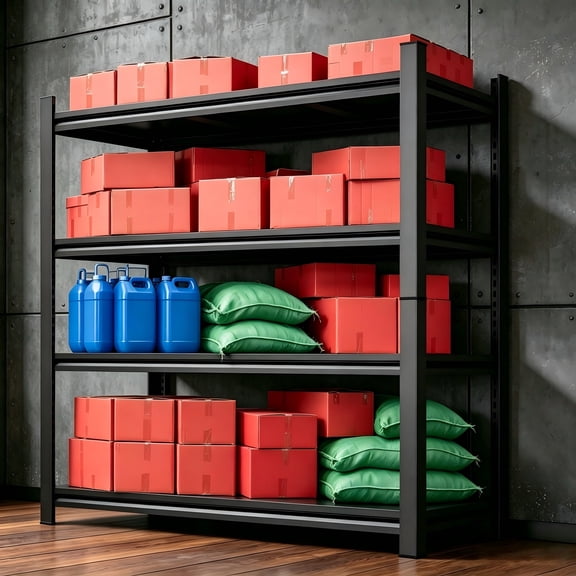 Garage Shelving, 5-Tier Heavy Duty Metal Garage Storage Shelves, 2000 lbs Adjustable Standing Shelf with Double-Layer Posts for Garage, Warehouse, Basement, Kitchen, Thickened, 63"H x 40"W x 16"D