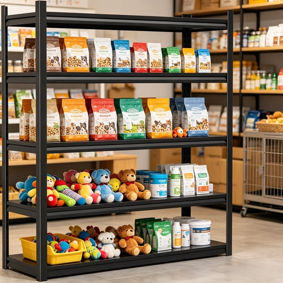 Garage Shelving, 5-Tier Heavy Duty Metal Garage Storage Shelves, 2000 lbs Adjustable Standing Shelf with Double-Layer Posts for Garage, Warehouse, Basement, Kitchen, Thickened, 63"H x 45.28"W x 18"D