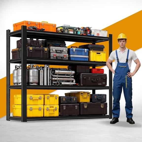 Garage Shelving, 5Tier Heavy Duty Metal Garage Storage Shelves, 2000 lbs Adjustable Standing Shelf and Double-Layer Posts for Garage,Warehouse,Basement, Kitchen,Thickened (63 x 40 x 16in, 5 Tier)
