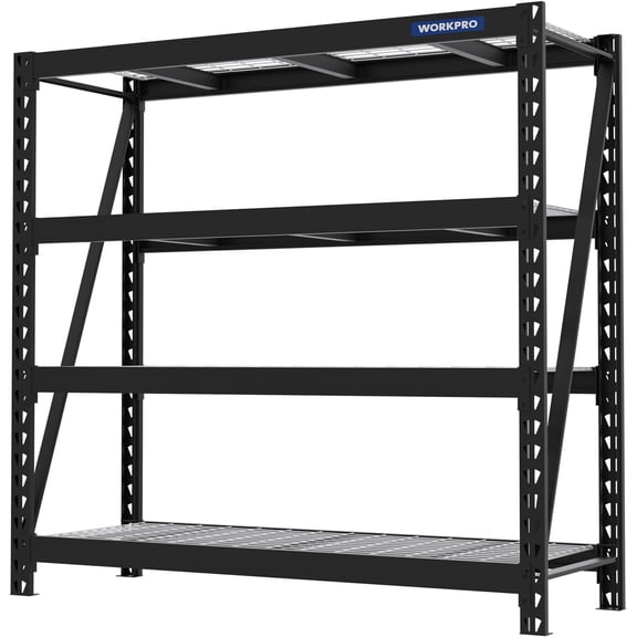 Garage Shelving, 68" W x 24" D x 65" H, 7200 LBS Load, Heavy Duty Metal Shelves for Storage, Industrial Storage Rack for Warehouse Kitchen Shop Basement, Black, Pack of 1