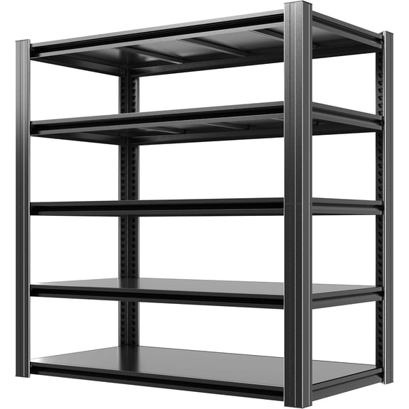 Garage Shelving,72" H Garage Shelves Heavy Duty, 3000Lbs 5 Tier Adjustable Storage Shelves Suitable for Warehouse, Basement, Workshop, 24" D*48" W *72" H(Black)