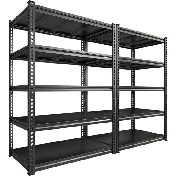 Garage Shelving 72" H Storage Shelves, 5-Tier Metal Shelving Adjustable Shelfs, Storage Shelves Heavy Duty Load 2500 LBS for Warehouse, Basement, Pantry, 72" H x36 W x18 D, 2 Pack