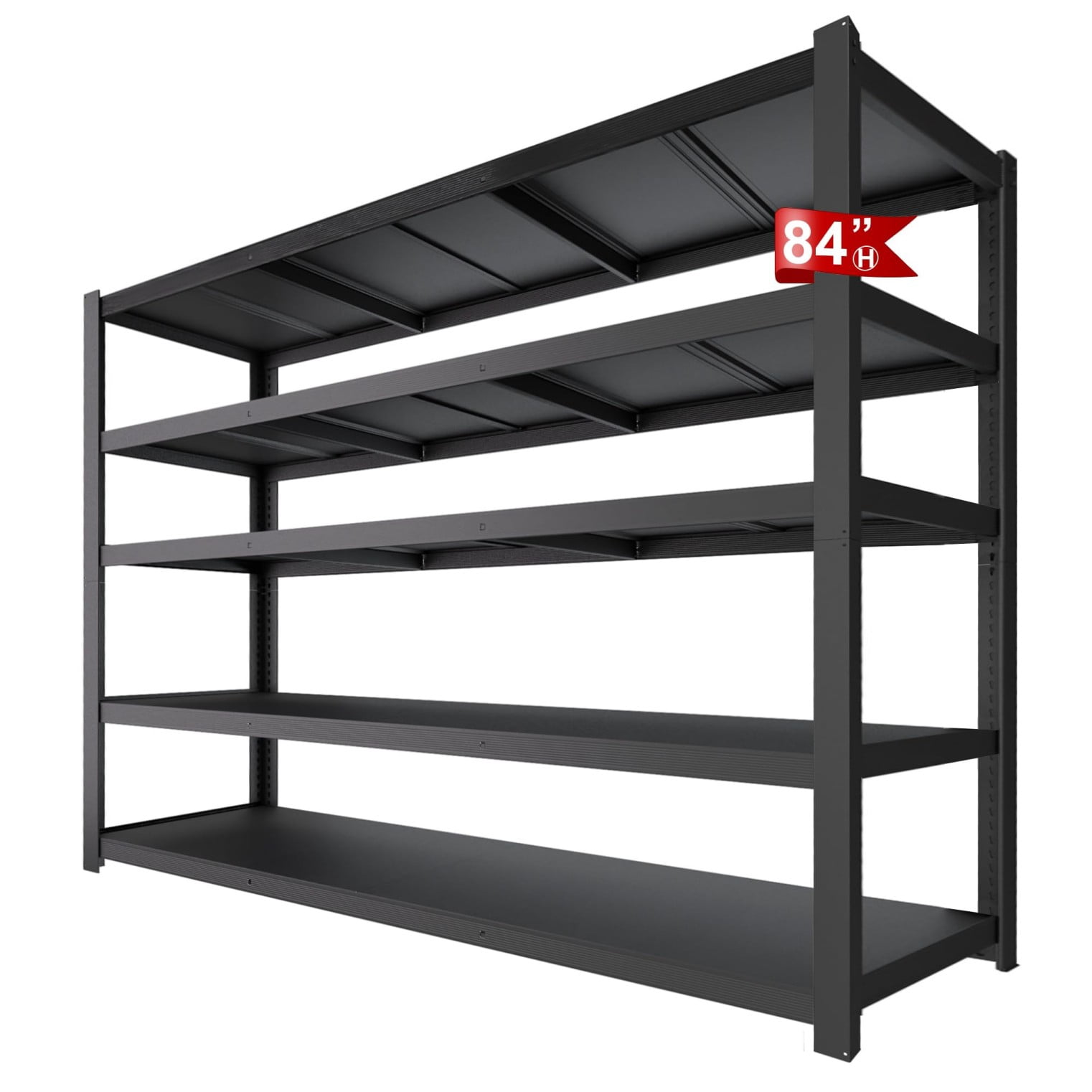 Garage Shelving 84” H Heavy Duty Storage Shelves 3050 lbs, 5 Tier Adjustable Metal Shelving Unit for Garage Warehouse Basement Pantry, Black