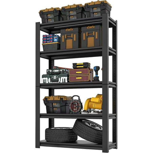 Garage Shelving, Garage Storage Shelves, 2500 LBS Heavy Duty Adjustable Metal Garage Shelves, Easy Assembly, Shelves for Garage Storage, Warehouse, Basement, Black