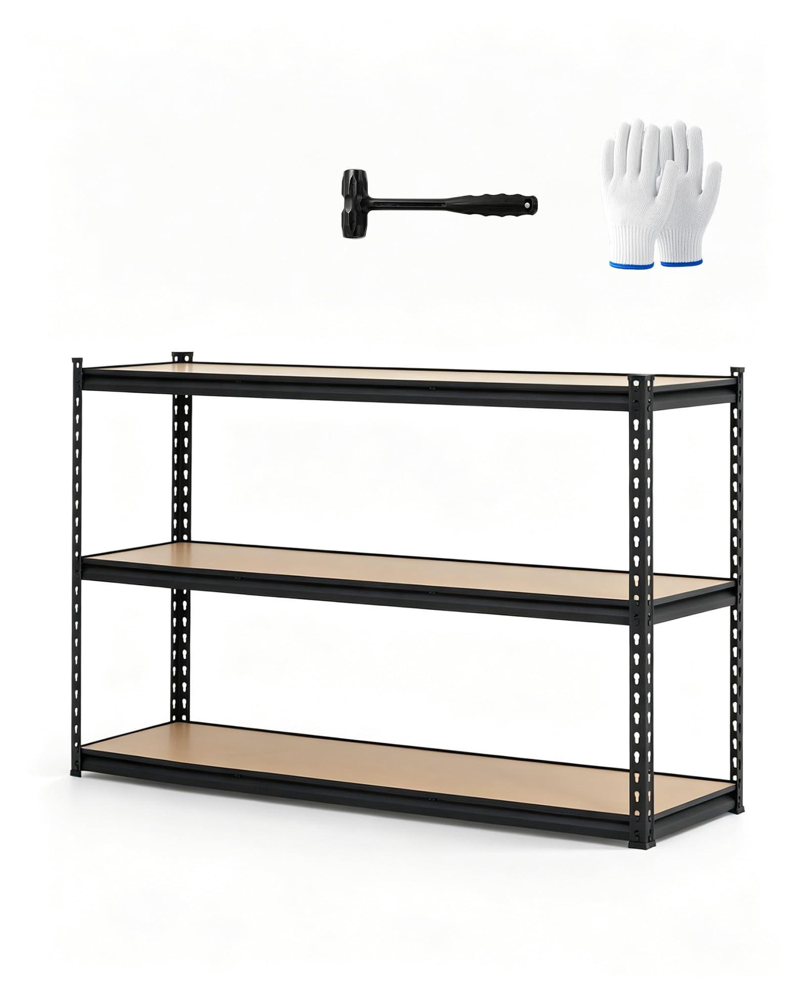 Metal Table With Storage Rack Garage Shelving Heavy Duty 2500 LBS Capacity 3 Tier Metal Storage Rack ...