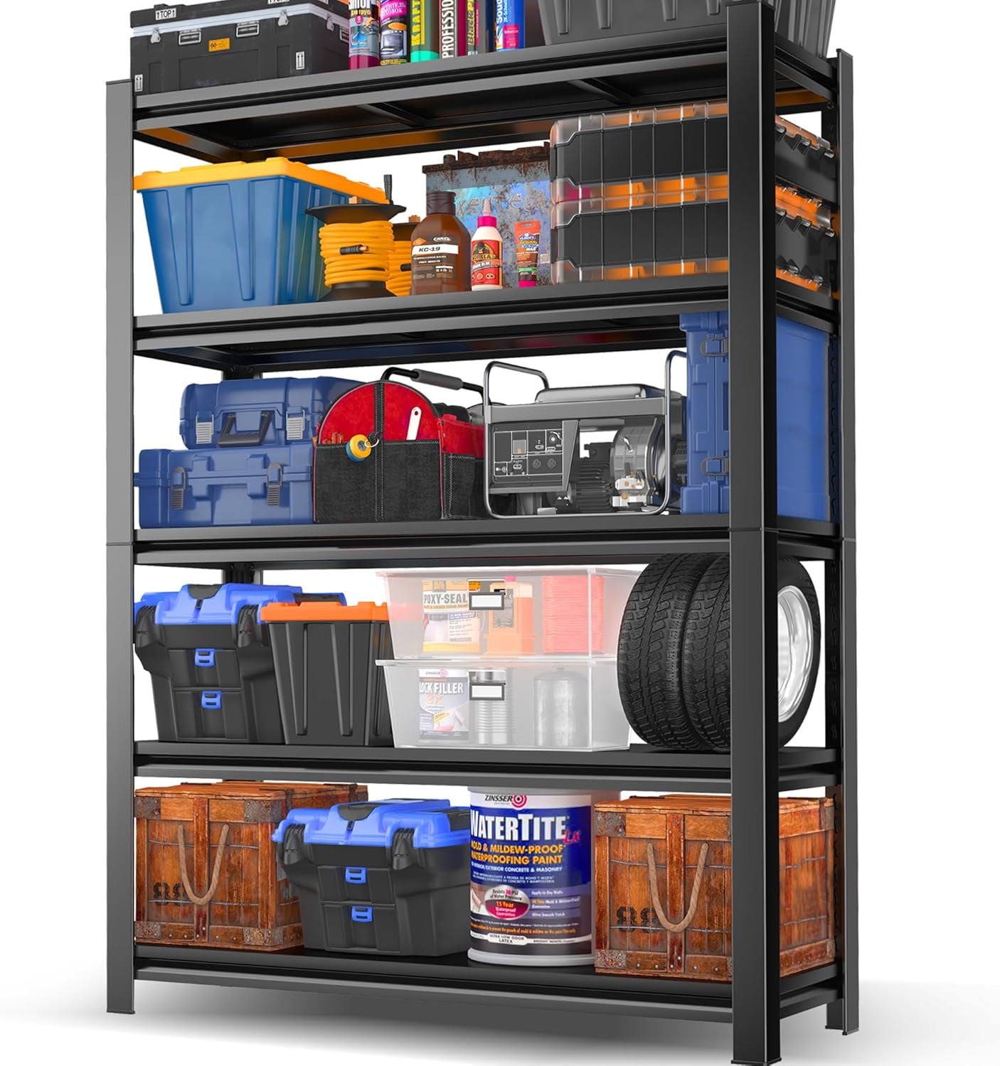 Garage Shelving Heavy Duty 5-Tier Adjustable - 3000lbs Steel Storage ...