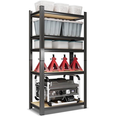 Garage Shelving Heavy Duty Adjustable Storage Shelves Unit,Metal Utility Rack Shelf for Industries, Warehouses, Basement (Wood 5-Tier 72" Hx35.4 Wx15.7 D)