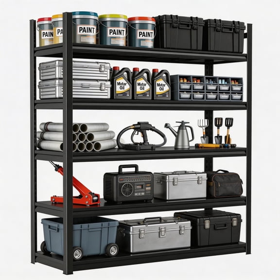 Garage Shelving Heavy Duty Storage Rack, 3000lb 5 Tier Metal Shelf with Double-Layer Column & Thickened Panel, 40"Wx72"H Adjustable Shelving for Tools Auto & Garden Supplies
