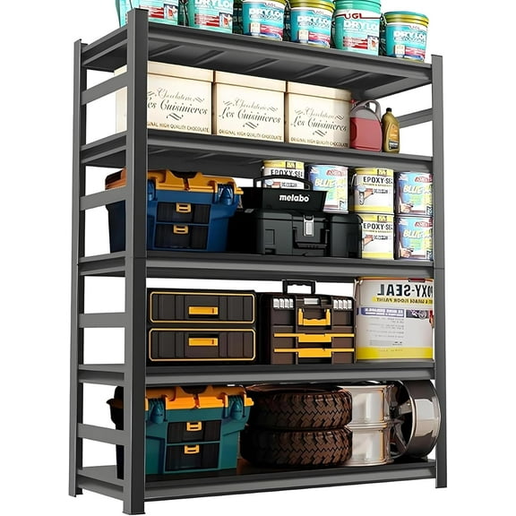 Garage Shelving Heavy Duty Storage Shelves 2000 LBS Capacity Adjustable 5-Tier Metal Shelves Shelving for Garage,Basement,Warehouse