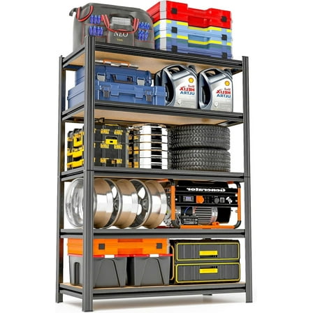 Garage Shelving, Heavy Duty Storage Shelves, 2000 LBS Capacity, Adjustable 5-Tier Metal Shelves, Versatile Shelving for Garage,Basement,Warehouse