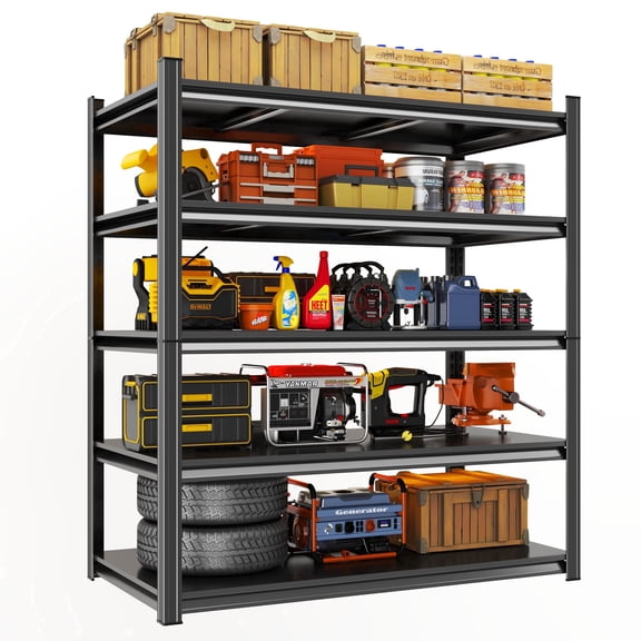 Metal Garage Shelving, 3000 lbs Adjustable Heavy-Duty Storage Shelves Unit, Double-Layer Column with Reinforced Ribs for Garage, Warehouse, Kitchen, Living room, Study