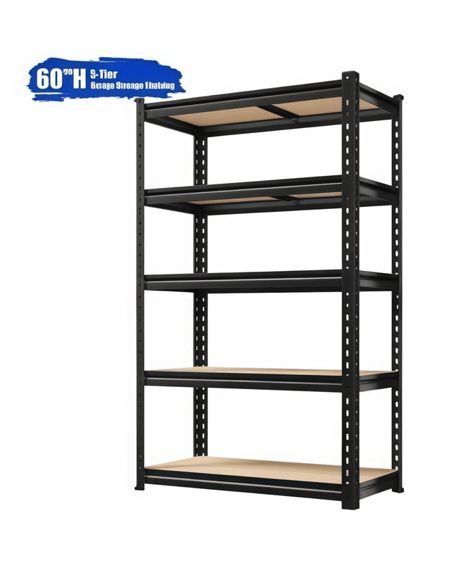 Garage Shelving Storage Shelves Heavy Duty 5 Tier Metal Shelving Units for Storage Adjustable Utility Shelf Rack, 27.5" W x 11.8" D x 60" H