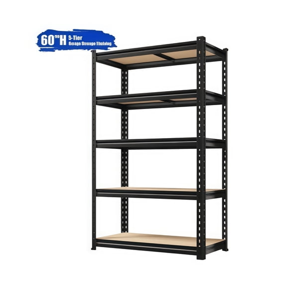 Garage Shelving Storage Shelves Heavy Duty 5 Tier Metal Shelving Units for Storage Adjustable Utility Shelf Rack, 27.5" W x 11.8" D x 60" H