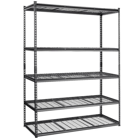 Garage Shelving Unit 5-Tier, 2000 lbs Capacity Heavy Duty Metal Shelves, Adjustable Wire Rack Organizer, 60x24x78 Inch Black for Kitchen Pantry Basement