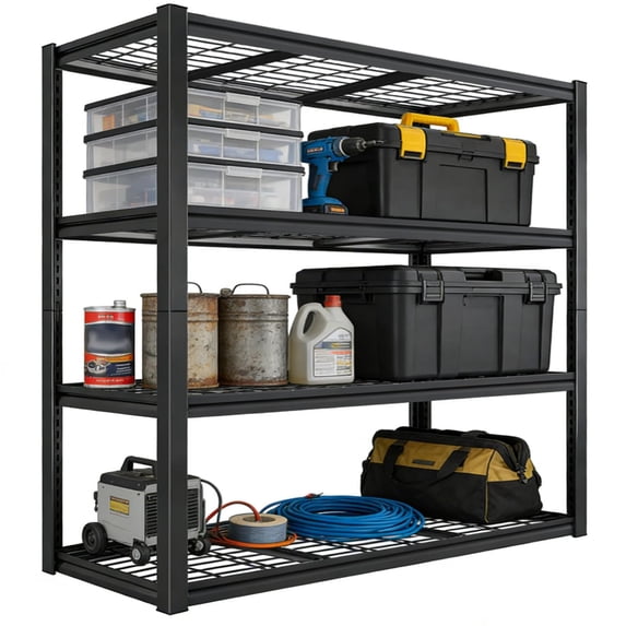 Garage Shelving Unit 5 Tier, Heavy Duty Metal Storage Rack 2240 lbs, Adjustable Wire Mesh Shelves for Garage Basement Warehouse, Black