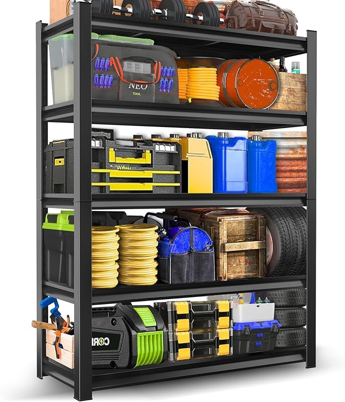 Garage Shelving Unit, Heavy Duty 5-Tier Adjustable Storage Rack 3000 ... - Garage Equipment Storage Racks