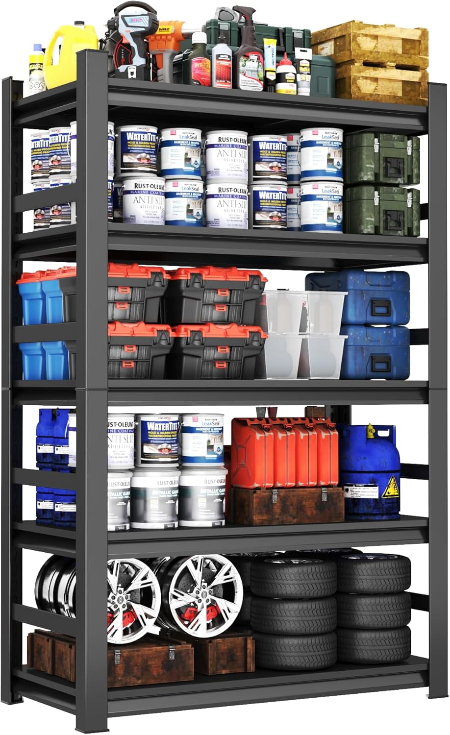 Garage Shelving Unit, Heavy Duty 5-Tier Adjustable Storage Rack 3000 ...