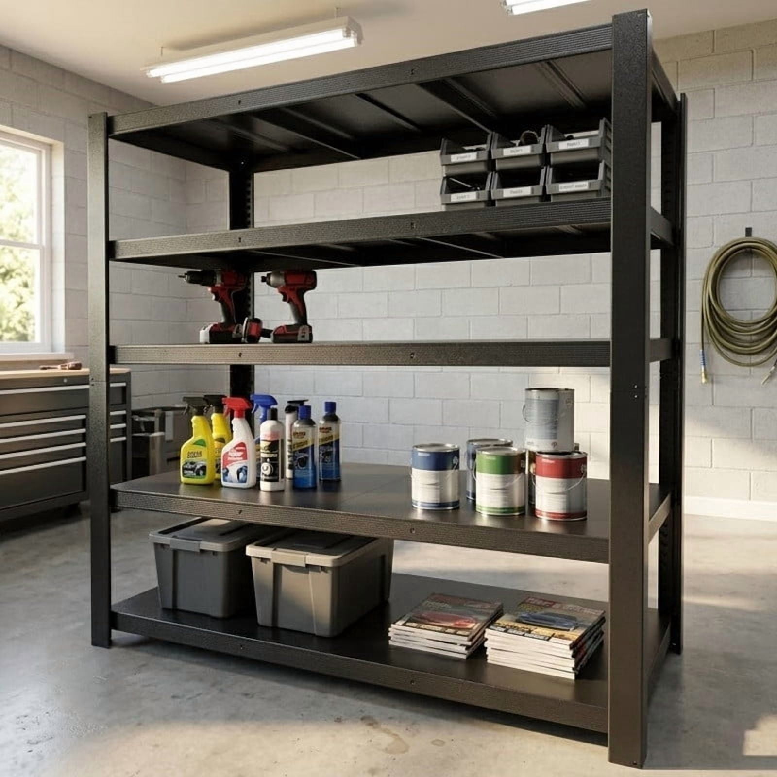 Garage Shelving Unit, Heavy Duty Storage Shelves, Adjustable Metal Rack, Industrial Shelving
