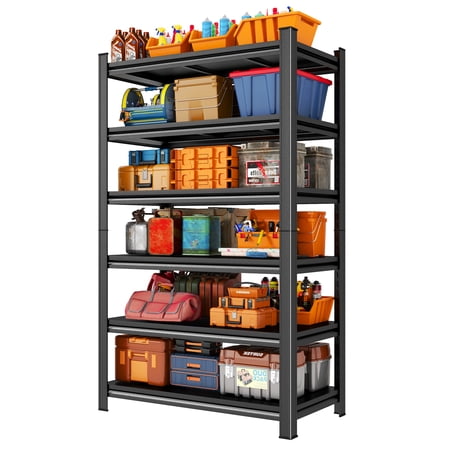 Garage Shelving Units 2400LBS Heavy Duty Storage Shelves Adjustable Metal Shelf 6 Tier Garage Storage Rack for Kitchen, Laundry Room, Industrial, Warehouse 39.37" W*19.70" D*82" H, Black