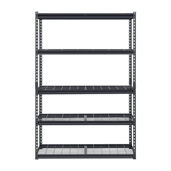 Garage Shelving Units 5 Tier - 3000lbs Heavy Duty Metal Shelves, 48x20x72 Inch Adjustable Industrial Storage Racks for Warehouse, Kitchen, Basement - Black