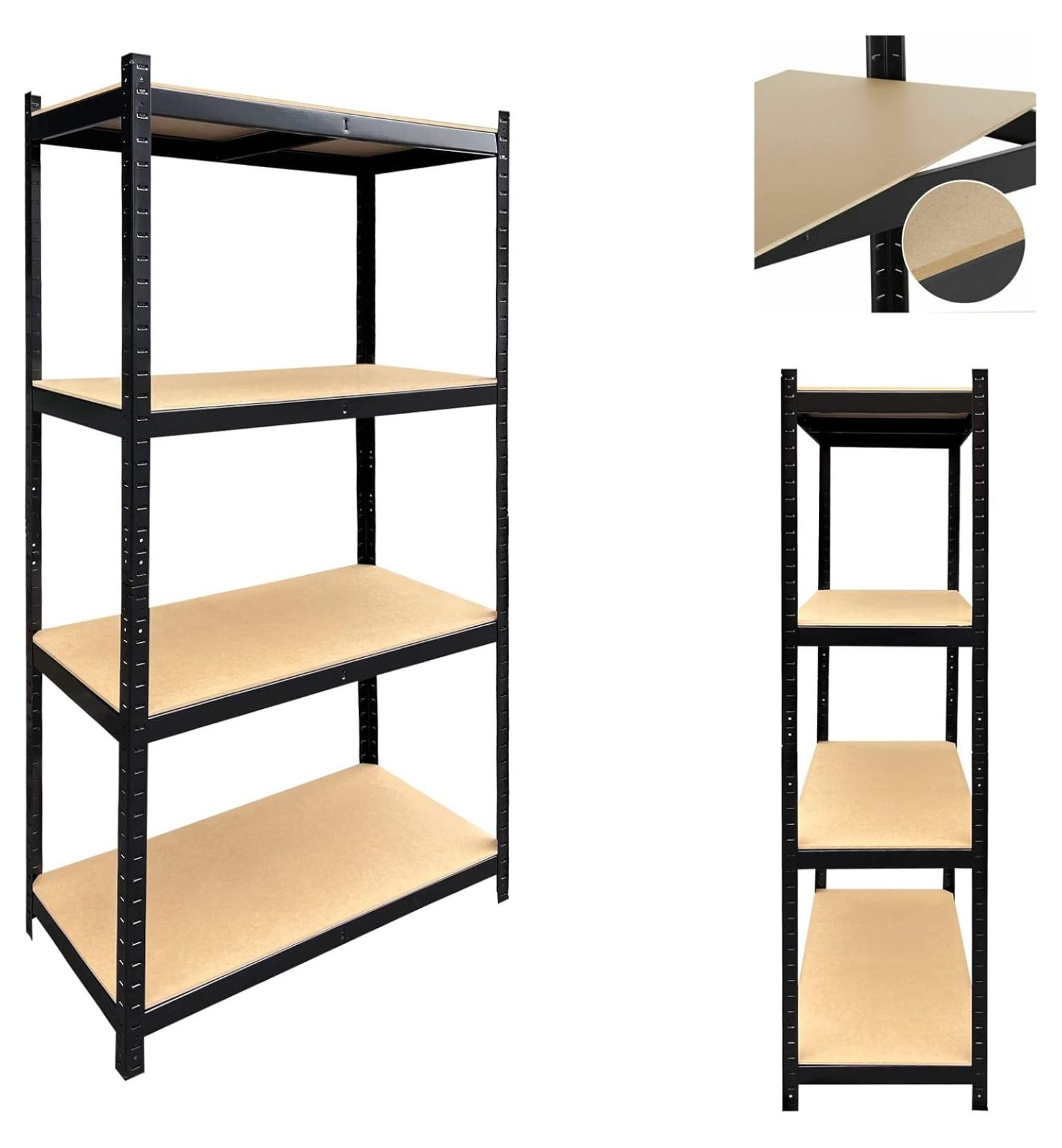 Garage Shelving Units Black 4 Tier Super Strong Heavy Duty Storage