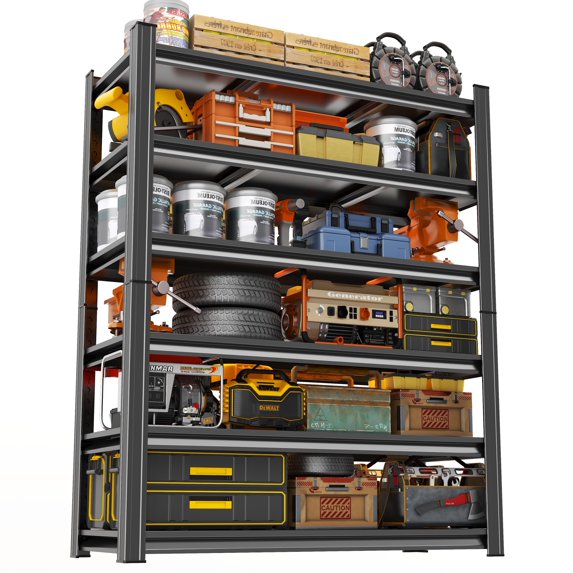 Garage Shelving Units, Heavy Duty 6-Tier Storage Shelves, Metal Adjustable Storage Rack, Steel Shelves, 3600 lbs Capacity, Industrial Shelving for Heavy Tools (40"Dx18"Wx82"H)