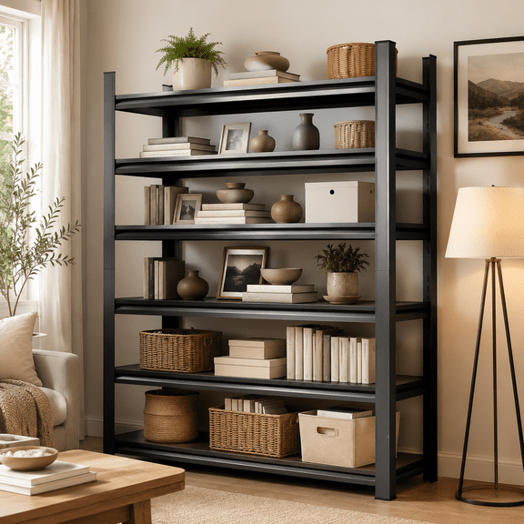 Garage Shelving Units, Heavy Duty 6-Tier Storage Shelves, Metal Adjustable Storage Rack, Steel Shelves, 3600 lbs Capacity, Industrial Shelving for Heavy Tools (40"Dx18"Wx82"H)
