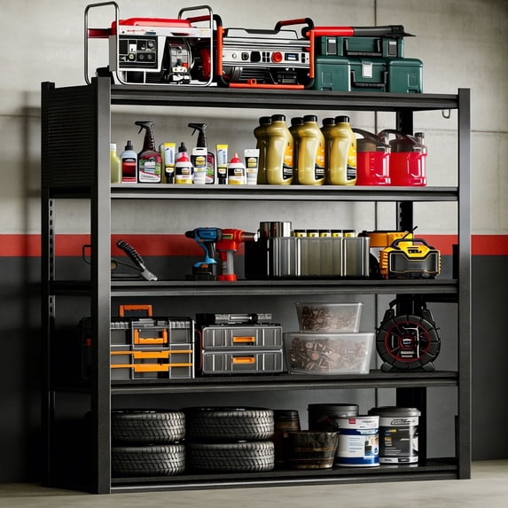 Garage Shleving with Pegboard,72“*48" Wide 24”Heavy Duty Garage Shelving Units and Storage,Metal Shelving Adjustable Shelves,Garage Storage Rack,Industrial Utility Organization For Kitchen,Pantry