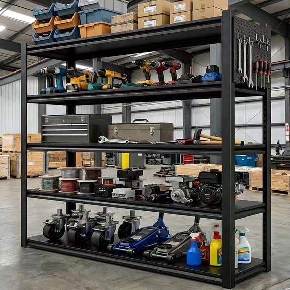 Garage Shleving with Pegboard,72“*48" Wide 24”Heavy Duty Garage Shelving Units and Storage,Metal Shelving Adjustable Shelves,Garage Storage Rack,Industrial Utility Organization for Kitchen,Pantry